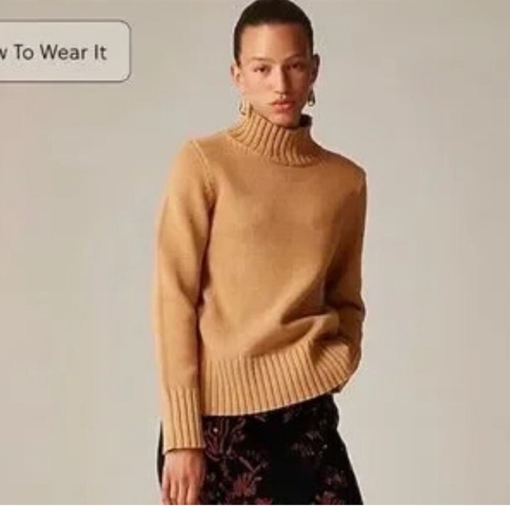 J. Crew Cotton Camel turtleneck sweater Small